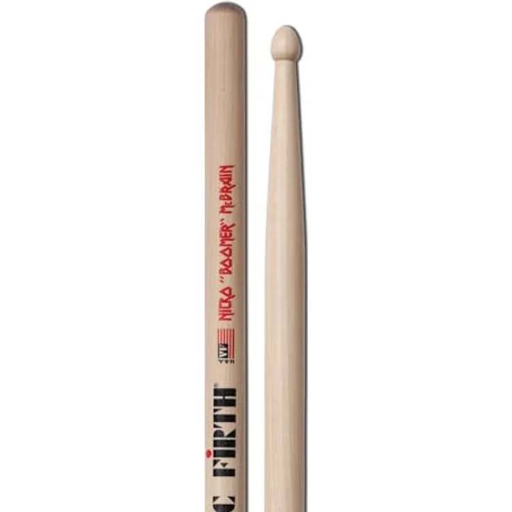 Vic Firth Signature Series Drumsticks, Nicko McBrain mit Holzspitze, entwickelt in Zusammenarbeit mit renommierten Schlagzeugern