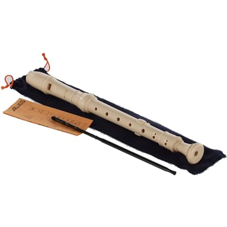Aulos 303B Elite Soprano Recorder, barocke Griffweise mit Doppelloch, dreiteilig, Elfenbein, inkl. Tasche und Wischerstab – Bild 1