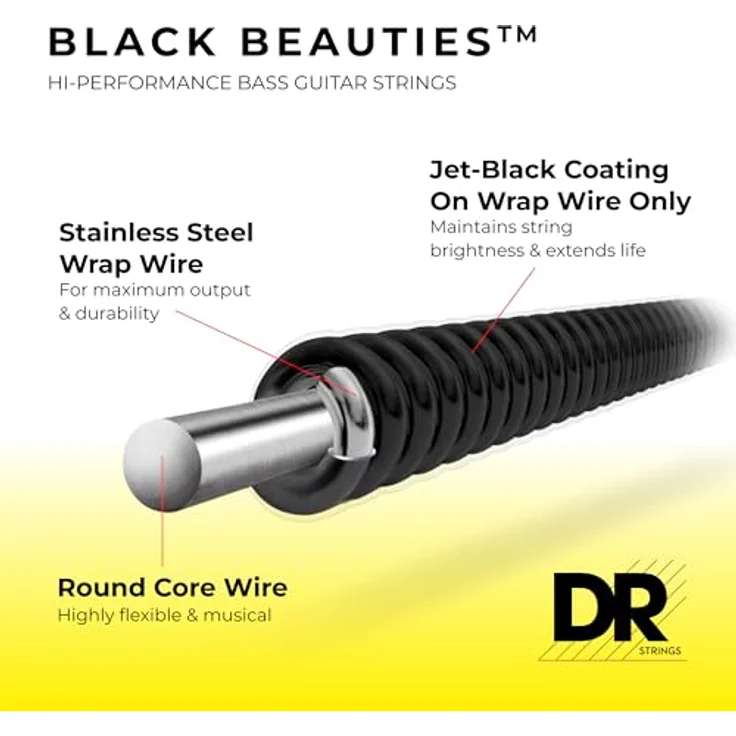 DR Strings Black Beauties BKB-45, E-Bass Saiten, komplett schwarz, Stärken 045", 065", 085", 105" – Bild 3