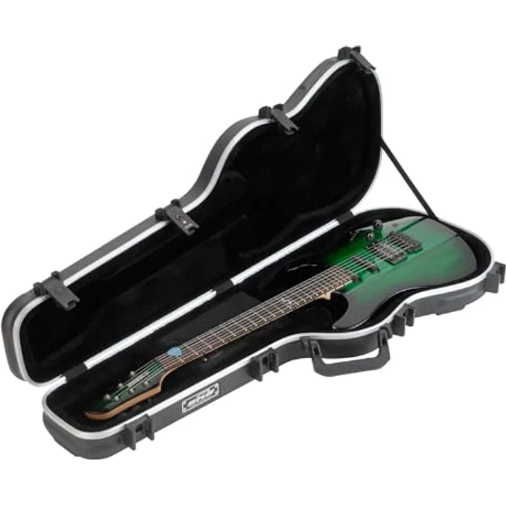 SKB FS-6 Electric Guitar Case, Hartschalen-Gitarrenkoffer für ST-Style und T-Style Modelle, TSA-anerkannte Verriegelung, gepolsterter Griff, schwarz – Bild 1