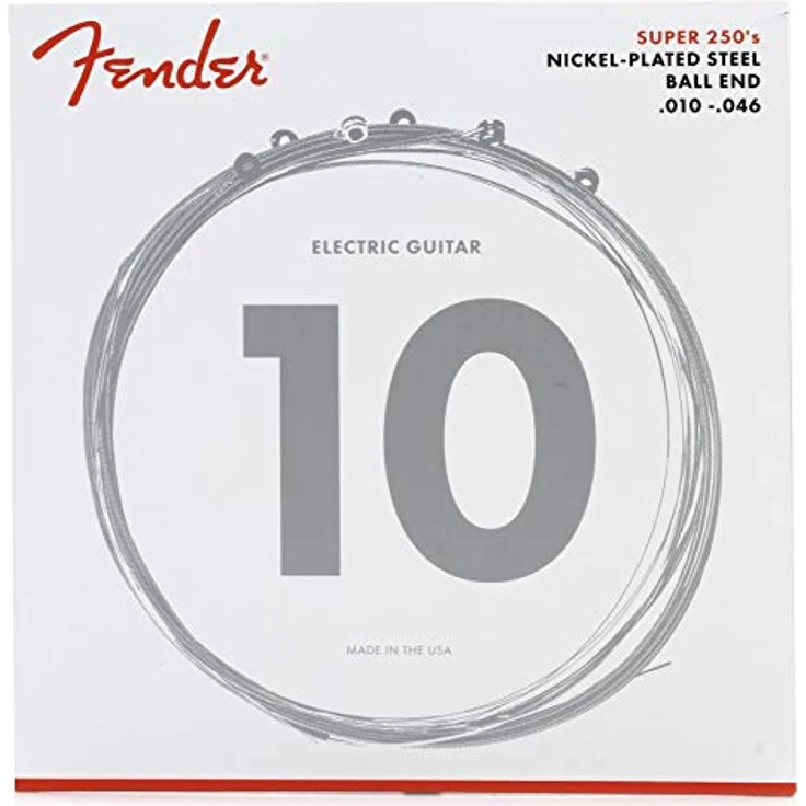 Fender Super 250 Gitarrensaiten Set, Nickel-Plated Steel, 010/046, für alle Musikrichtungen geeignet – Bild 1