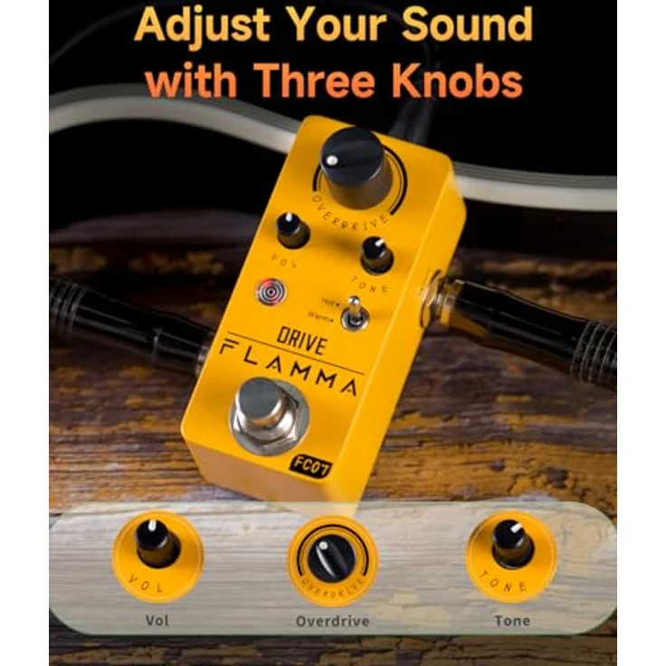 Flamma FC07 Overdrive, Overdrive-Pedal mit TS-Style-Sound, 2 Arbeitsmodi: Warm und Hot, 9V Stromverbrauch – Bild 4