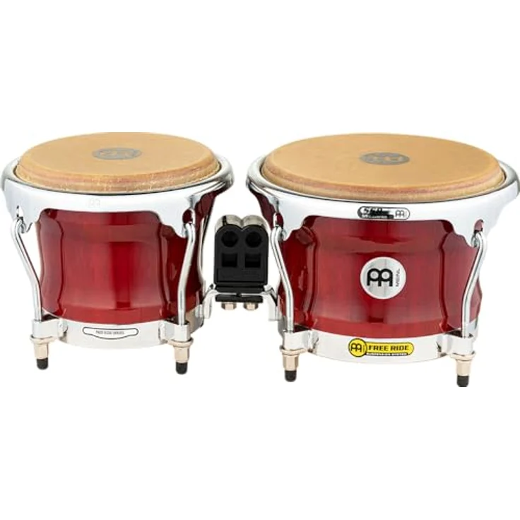 Meinl FWB400CR, Cherry Red Holz Bongos, 7" & 8 1/2", Gummibaum Holz, Free Ride Suspension System, True Skin Kuh Felle, Hochglanzlackiert – Bild 2