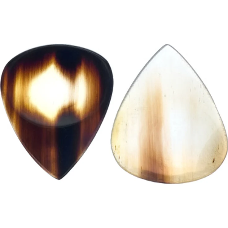 Harley Benton Horn Pick Set, 2-teiliges Plektrumset aus Horn, Form 351, mit Griffmulde, Bubalis Bubalis