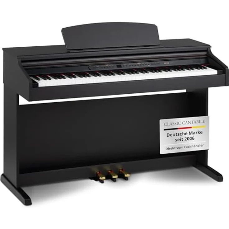 Classic Cantabile DP-50 E-Piano, 88 Tasten mit Hammermechanik, 14 Voices, 3 Pedale, USB, in Rosenholz – Bild 1