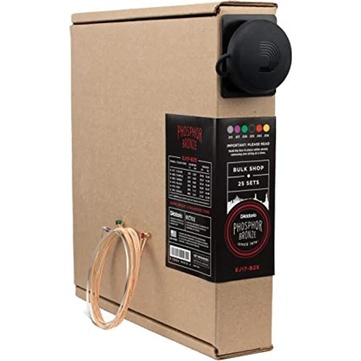D'Addario EJ17-B25 Phosphorbronze-Saiten für Akustikgitarren, Medium 13-56, 25 Bulk Sets, korrosionsbeständig und warmer, ausgewogener Klang – Bild 1