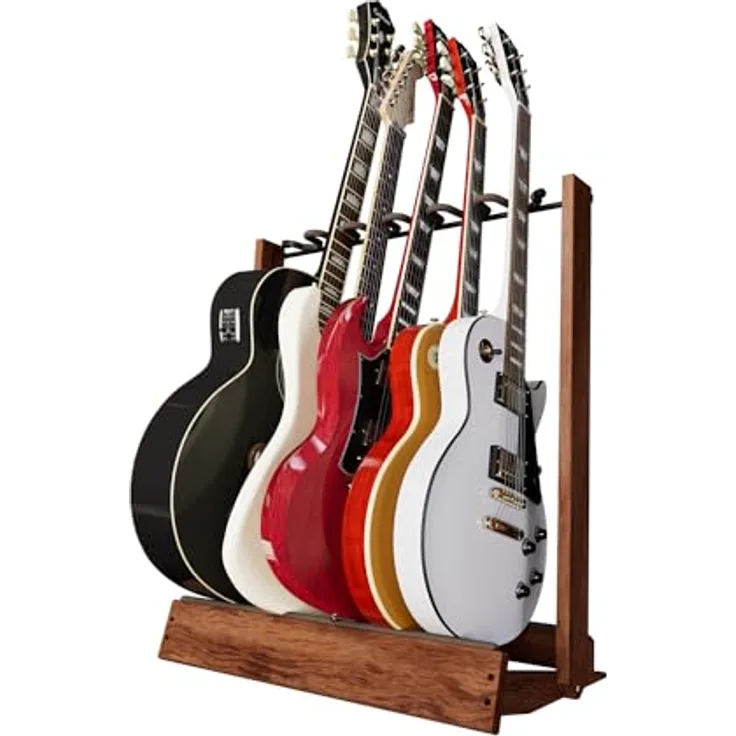 String Swing CC34 Guitar Floor Stand BW, stabiler Stand für bis zu 6 Gitarren aus Stahl und schwarzem Nußholz, faltbar für einfachen Transport
