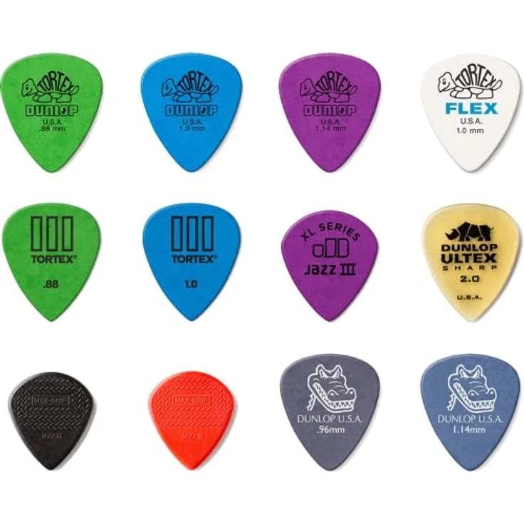 Dunlop Electric Pick Variety Pack, 12 verschiedene Plektren in Tortex Standard, Tortex Flex, Tortex T III Sharp, Tortex Jazz III XL, Max-Grip Jazz III, Ultex Sharp und Gator Grip, made in U.S.A. – Bild 4