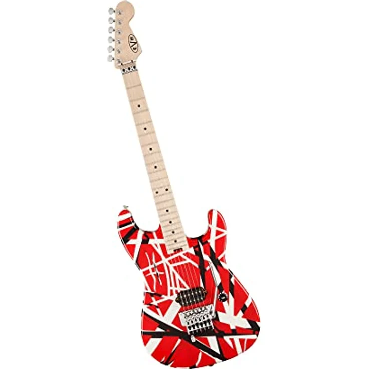 Evh Stripe Red, E-Gitarre mit Linde Korpus, Ahorn Hals, 22 Jumbo Bünden, Floyd Rose Tremolo, Rot mit schwarzen und weißen Streifen – Bild 2