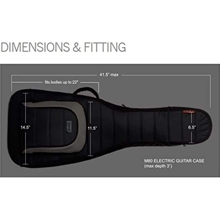 Mono Cases Single Electric Guitar M80-EG-BLK, Gitarrentasche aus wasserabweisendem Nylon für E-Gitarren, Schwarz, mit Rucksackgarnitur und Zubehörfächern – Bild 7