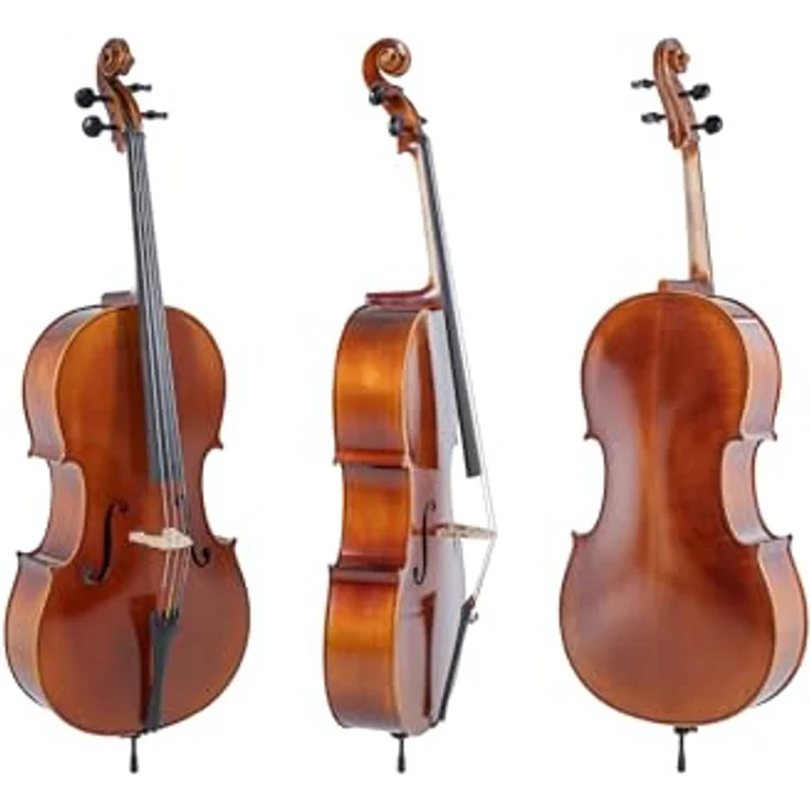 Gewa Allegro VC1 Cello Set 7/8 MB, vollmassives Cello aus europäischen Tonhölzern, braun-bernsteinfarbener Naturharzlack, inklusive Massaranduba Bogen und Cellotasche mit Rucksackriemen – Bild 3