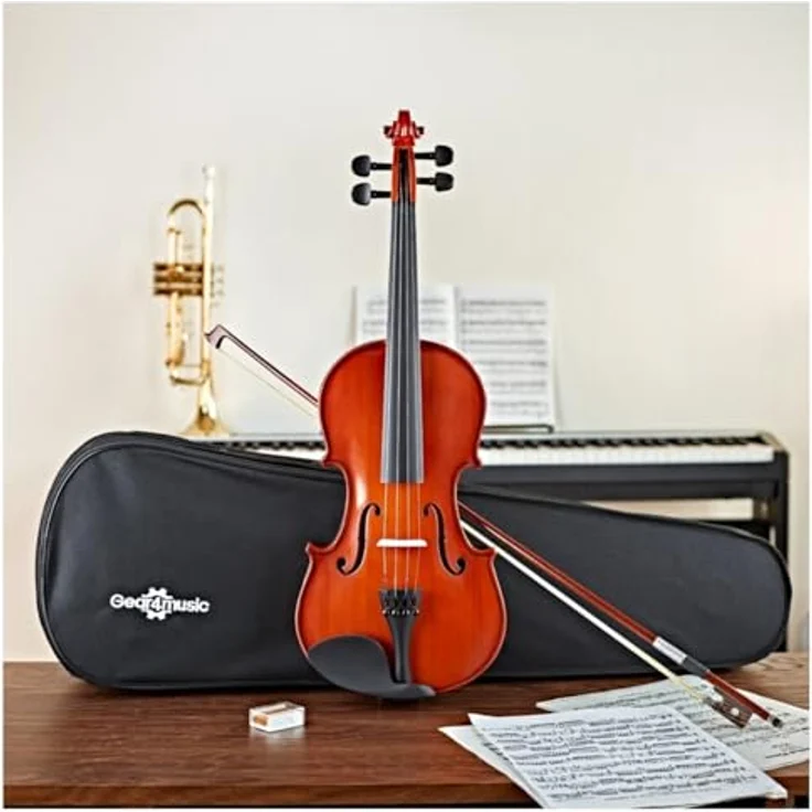 Gear4music Schüler-Violine 4/4, hochwertige Anfängervioline aus Tonhölzern mit leichter Spielbarkeit und Feinstimmern, inkl. Bogen und Koffer – Bild 2