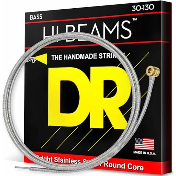 DR Strings Hi-Beam MR6-130 – E-Bass Saitenset 6-Saiter, Edelstahl, Medium bis Heavy 30-130, hohe Flexibilität und Klangqualität – Bild 1