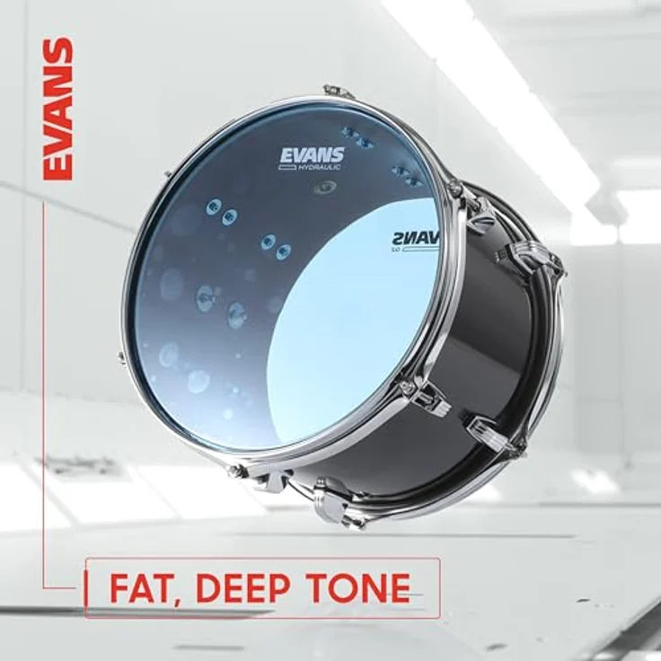 Evans 14" Hydraulic Glass Tom, transparentes Schlagzeugfell mit doppellagiger Ölfüllung für klassischen, dumpfen Sound ohne unerwünschte Obertöne – Bild 3