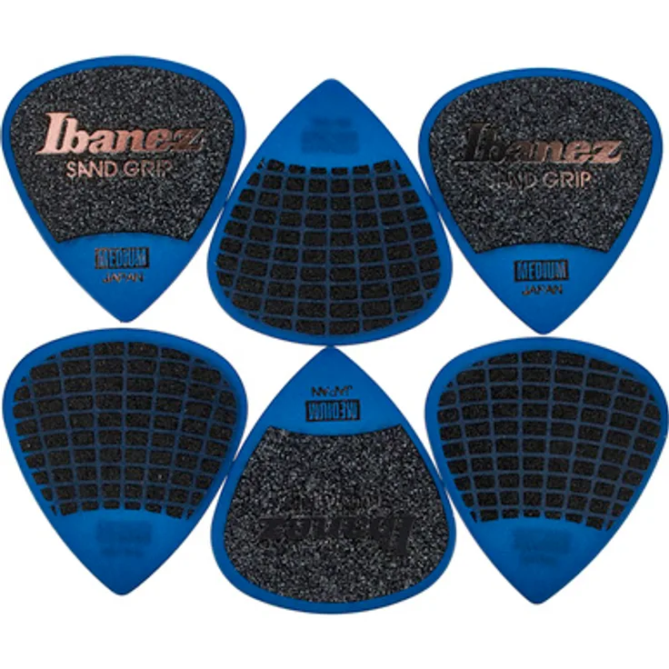 Ibanez PPA16MSG-DB Pick Set, Original Grip Wizard Serie, 6 Stück, blau, 0,80 mm, Short Tear Drop Form