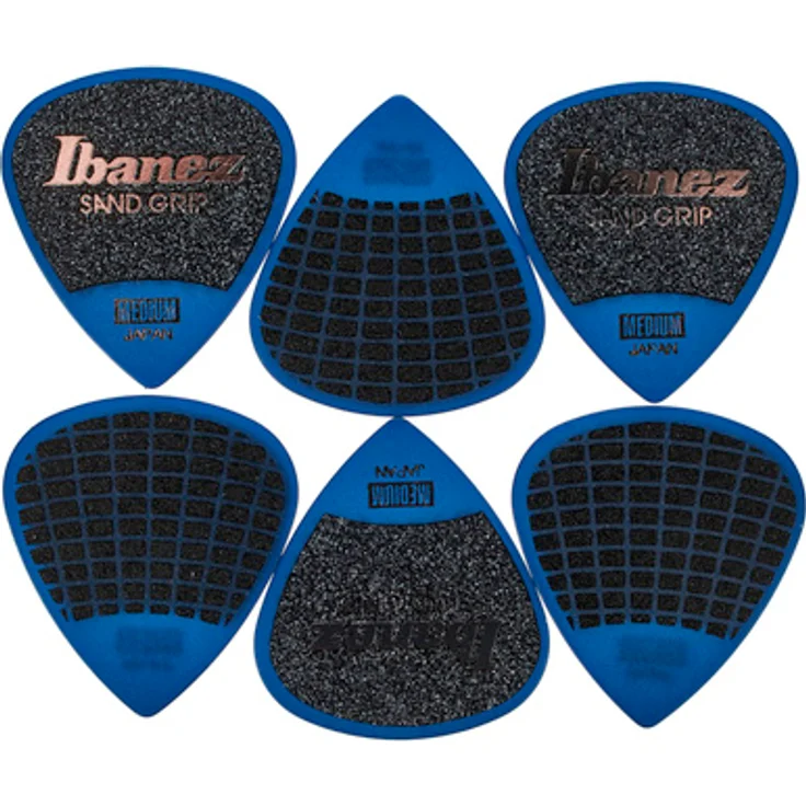 Ibanez PPA16MSG-DB Pick Set, Original Grip Wizard Serie, 6 Stück, blau, 0,80 mm, Short Tear Drop Form