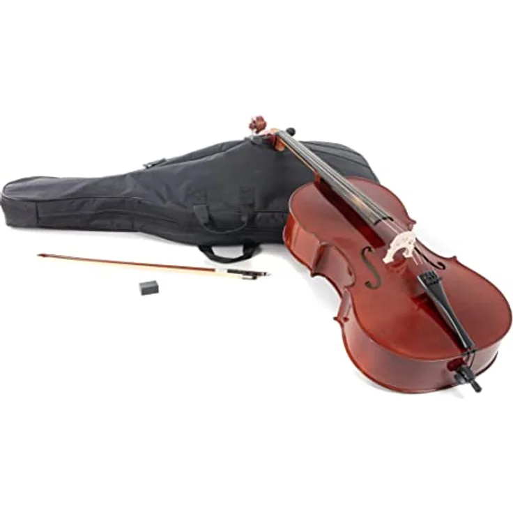 Gewa Pure Celloset HW 3/4, Cello mit massiver Fichtendecke, dunkelrotbraunem Lack und kompletten Zubehör