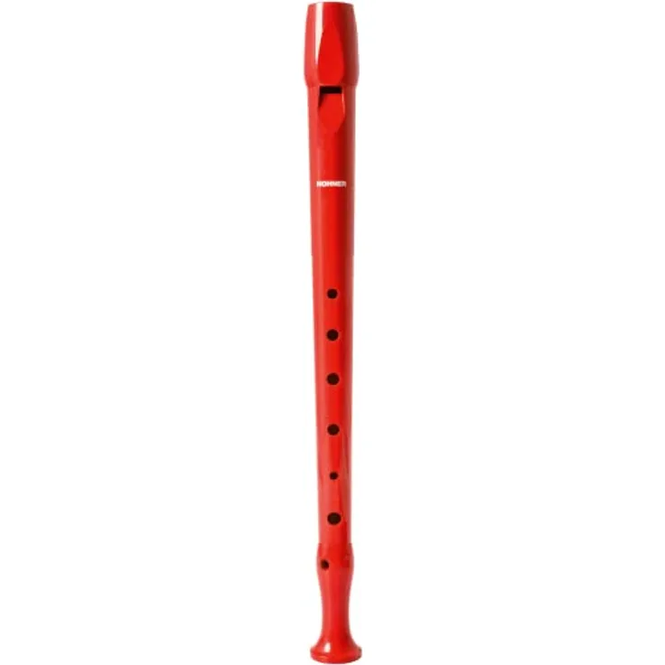 Hohner Blockflöte Melody Line, C-Sopran, einteilig aus Kunststoff, rot mit Wischerstab