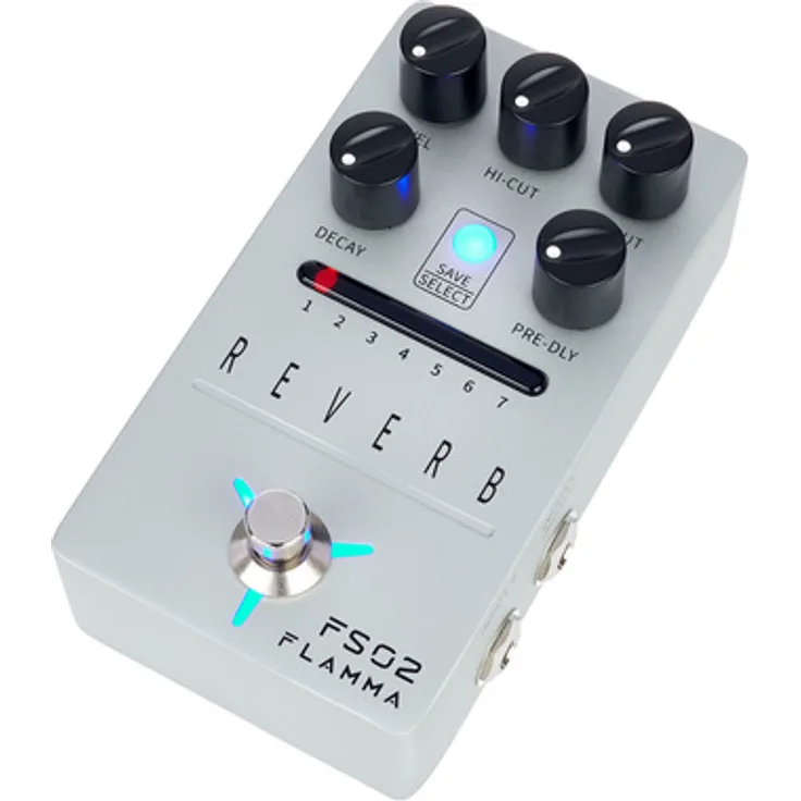 Flamma FS02 Reverb, Reverb-Pedal mit 7 Effekten, speicherbare Presets, True Bypass, Stereo-Eingang/-Ausgang