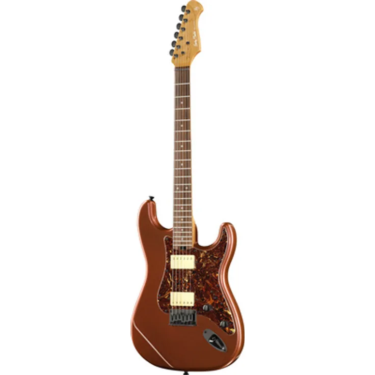 Harley Benton ST-Modern HH RBM, E-Gitarre mit Amerikanischem Erlekorpus und geröstetem Ahornhals, Rootbeer Metallic Gloss