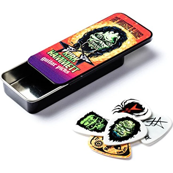 Dunlop Hammett Monster Loose 0,88 Tin, Plektrum-Set mit 6 Teilen, Gauge 0,88 mm, Grafik von Dirty Donny, in Metalldose – Bild 1