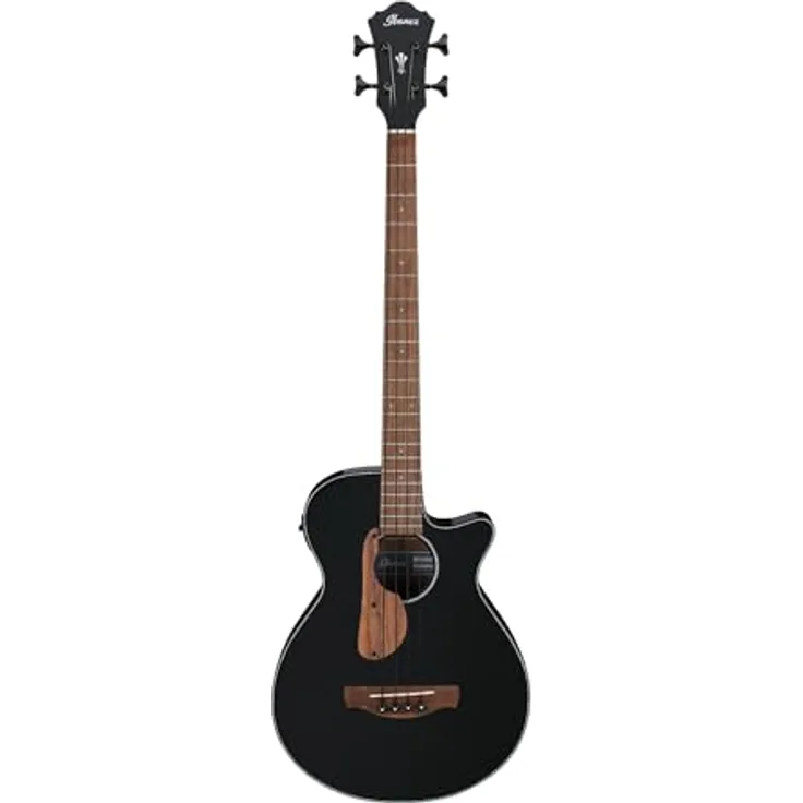 Ibanez AEGB24E-BKH, AEG Cutaway Akustikbass mit Ibanez Undersaddle Tonabnehmer, Sapele Decke und Boden, schwarz