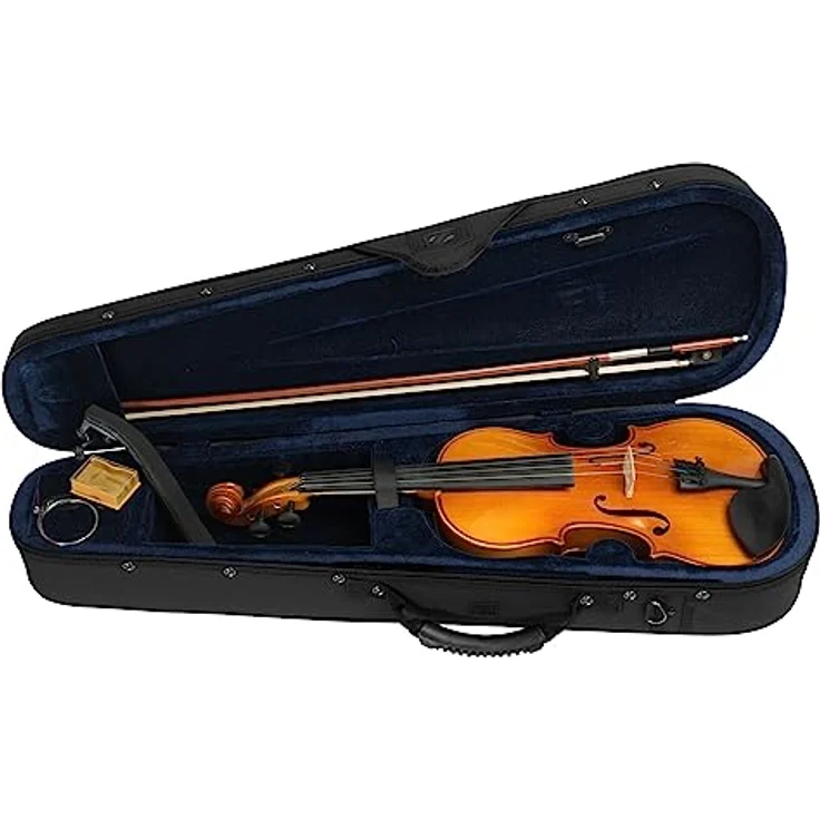 CASCHA 1/2 Violine, vollmassive Geige im Set mit Hardcase, Bogen, Kolophonium und Ersatz-Saiten für Anfänger – Bild 2
