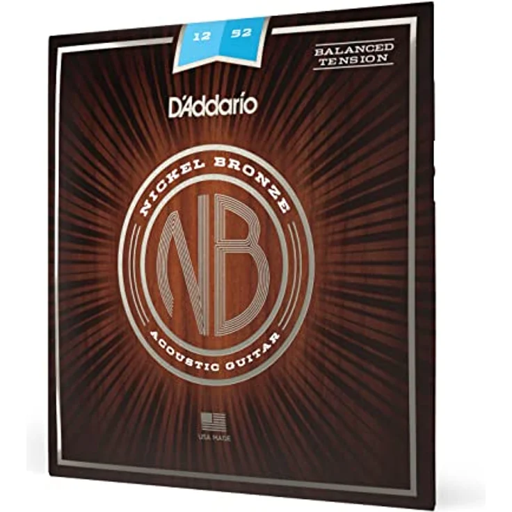 D'Addario nb1252bt Akustikgitarre Saiten, Symmetrische Spannung 12–52, Nickel Bronze, lange Lebensdauer und starke Stimmstabilität – Bild 1