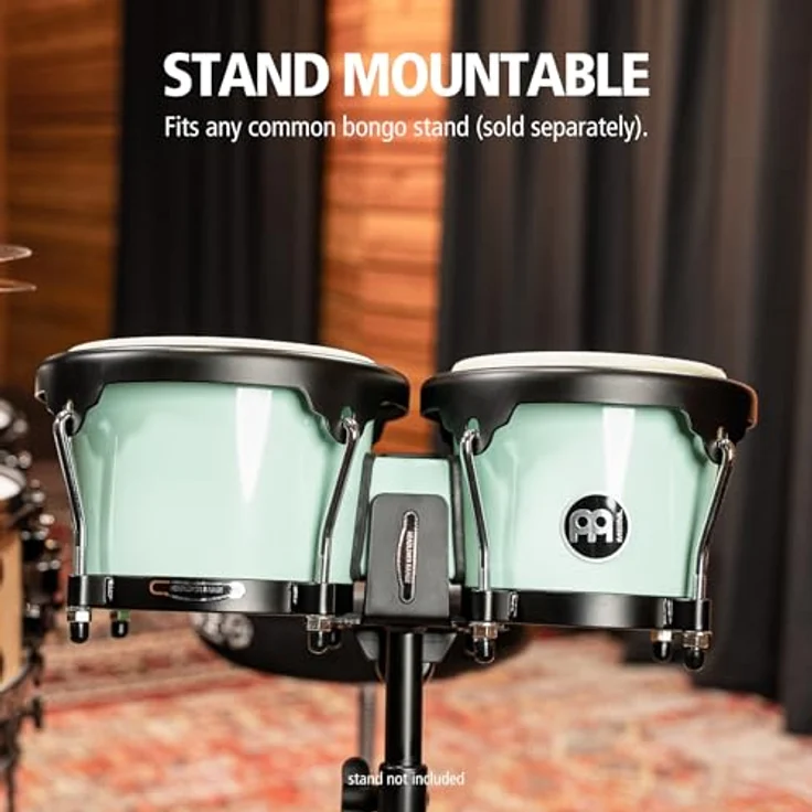 Meinl HB50SF Journey Bongo Green, 6,5" Macho & 7,5" Hembra, ABS Kunststoff, handselektierte Wasserbüffelfelle, schwarze Hardware, Seafoam Green – Bild 5