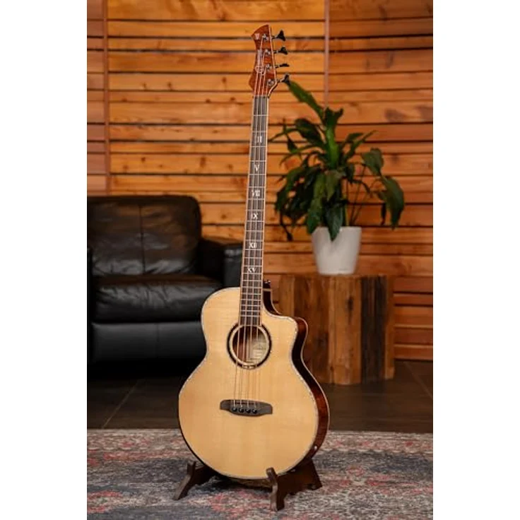 Ortega KTSM2-4 Ken Taylor Signature, 4-saitiger Akustik-Bass mit massiver Fichtendecke und Whiskey Burst Finish, inklusive wiederaufladbarer MagusX/B Elektronik – Bild 10