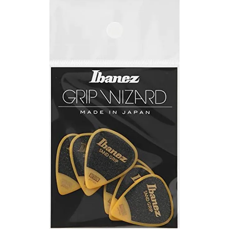 Ibanez Grip Wizard Series Sand Grip Flat Pick, 0,8 mm, gelb, 6 Stück