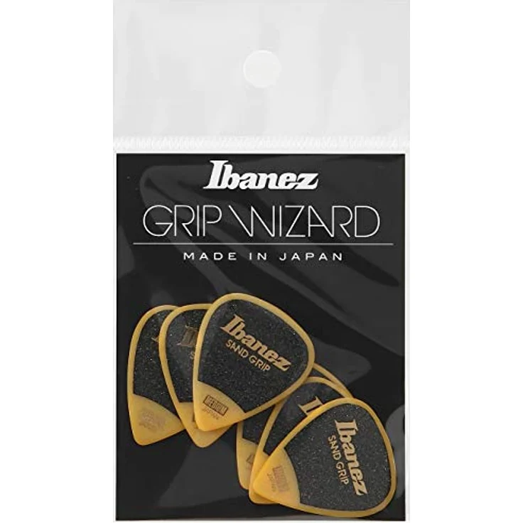 Ibanez Grip Wizard Series Sand Grip Flat Pick, 0,8 mm, gelb, 6 Stück – Bild 1