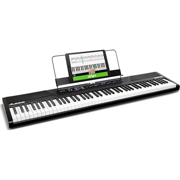 Alesis Recital, E-Piano 88 Tasten mit Halbgewichteten Tasten, 5 Premium-Stimmen, Kopfhörerausgang, Klavierlektionen-Abo
