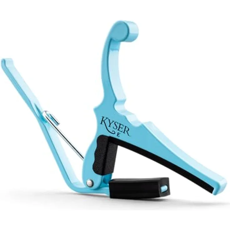 Kyser Fender Classic Capo KGE DBL, Quick Change Kapodaster für E-Gitarre, Daphne Blue, aus Aluminium mit 9,5" Griffbrettradius