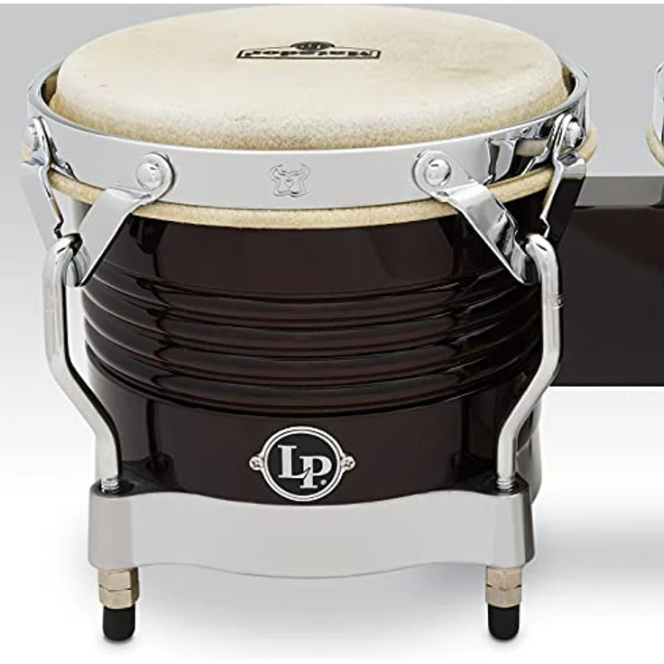 LP M201 Bongos Matador, 7 1/4" + 8 5/8" in Dunkelbraun, Siam Oak mit Traditional Rims und 4 Spannschrauben, Chrom-Hardware – Bild 4