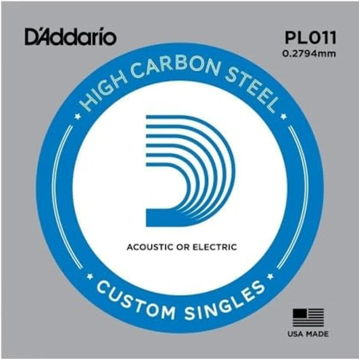 D'Addario PL011 Akustik-/E-Gitarren-Einzelsaite, Plain Steel, Saitenstärke 0,011 Zoll – Bild 3