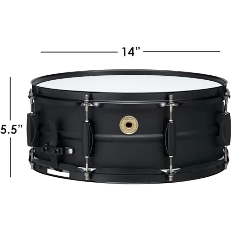 Tama 14"x5,5" Metalworks Black Steel Snare Drum, 1,2mm Stahlkessel mit matte Black Finish und schwarzer Kesselhardware – Bild 3