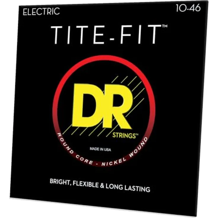 DR Strings Tite-Fit MT-10, E-Gitarre Saiten Medium 10-46, klassischer Nickel-Sound mit ausgewogenem Spielgefühl