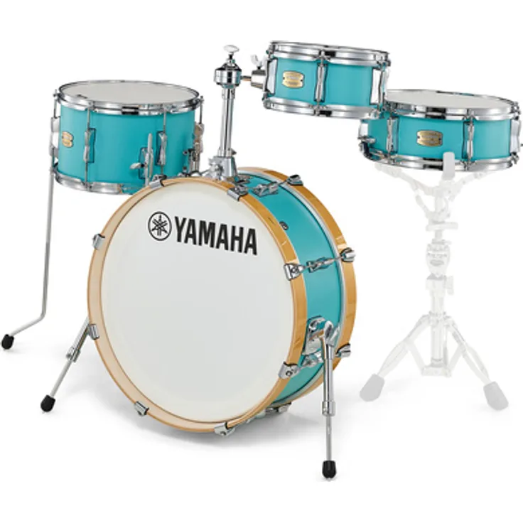 Yamaha Stage Custom Hip Shell Set MSG, 6-lagige Birkenholzkessel in Matte Surf Green, inklusive 20"x08" Bass Drum und 13"x5" Snare Drum, Chrom Hardware