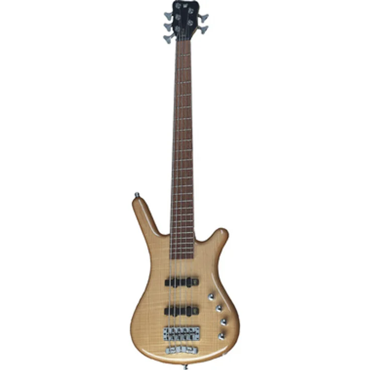 Warwick RB Corvette Premium 5, 5-Saiter E-Bass mit Erle Korpus und geflammtem Ahorn-Top, aktive MEC Tonabnehmer, Natural Transparent High Polish Finish