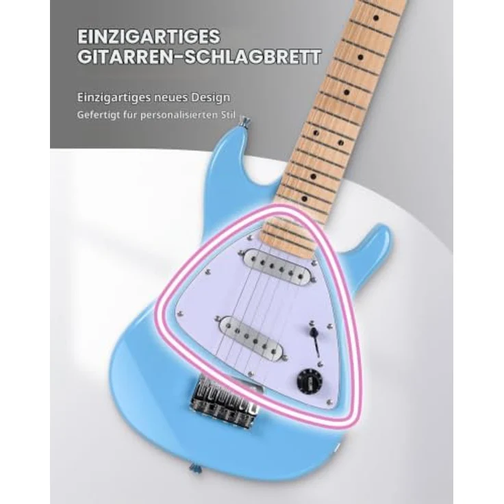 Winzz 30-Zoll-E-Gitarren-Einsteiger-Set für Kinder, Mini-E-Gitarre (1/4 Größe) mit Verstärker, Gloosy Blau, All-in-One-Zubehörset – Bild 3