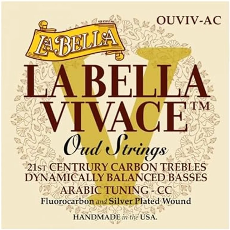 La Bella Vivace Oud Arabic CC, 11-Saitiger Satz Gitarrensaiten aus Fluorocarbon und versilberten Basssaiten, hohe Stimmstabilität, Made in USA – Bild 2