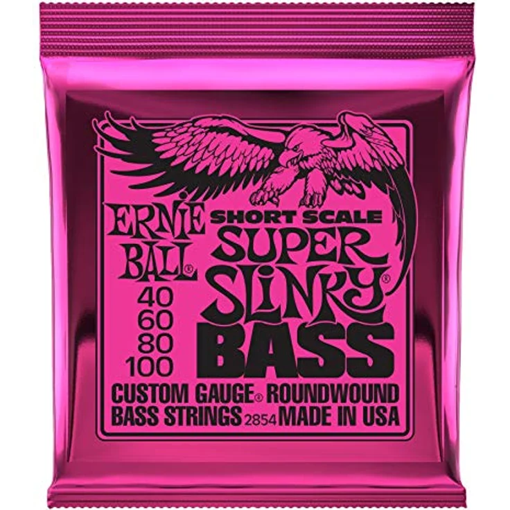 Ernie Ball 2854 Super Slinky Short Scale, 4-Saiter E-Bass Saiten Set, Nickel Wound, Stärke: .040 - .060 - .080 - .100 – Bild 2