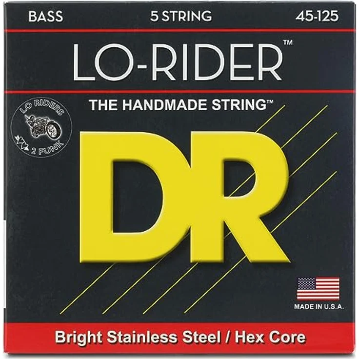 DR Strings Lo Riders Steel Bass Strings, hohe Ton- und Tiefenqualität, steigende Steifigkeit – Bild 1