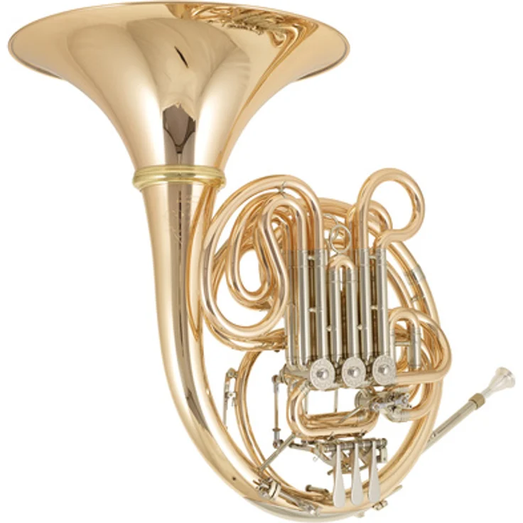 Hans Hoyer K10GA Doppelhorn F/Bb, Custom-Orchester Serie mit handgehämmertem Schallstück, Goldmessing, inkl. Mundstück und Rucksack-Leichtkoffer