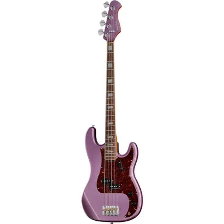 Harley Benton MV-4P Burgundy Mist, E-Bass aus der Deluxe Serie mit Erlekorpus und karamellisiertem Bergahornhals, 20 Bünde, Alnico 5 Tonabnehmer