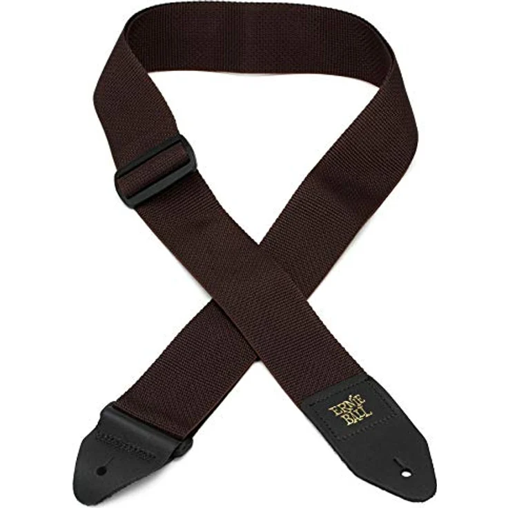 Ernie Ball 4052 Poly Strap, Gitarrengurt in Braun, verstellbar von 104 bis 182 cm, 5 cm breit, Lederenden mit goldfarbenem Logo – Bild 2