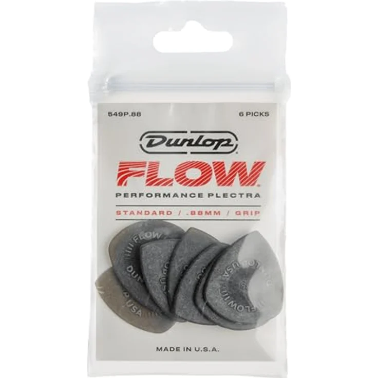 Dunlop Flow Standard Picks 0.88 mm, Plektren-Set mit pointierter Spitze, 6 Stück, olivgrün, Made in U.S.A. – Bild 1