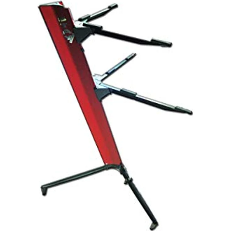 STAY MUSIC Set 2 2-lagig, Aluminium-Keyboardständer mit 2 höhenverstellbaren Ebenen, rot, tragbar und mit Kabelmanagement – Bild 2