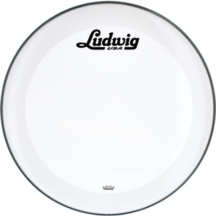 Ludwig 22" Bass Drum Head, Vintage Script Logo, Resonanzfell Powerstroke 3, Smooth White